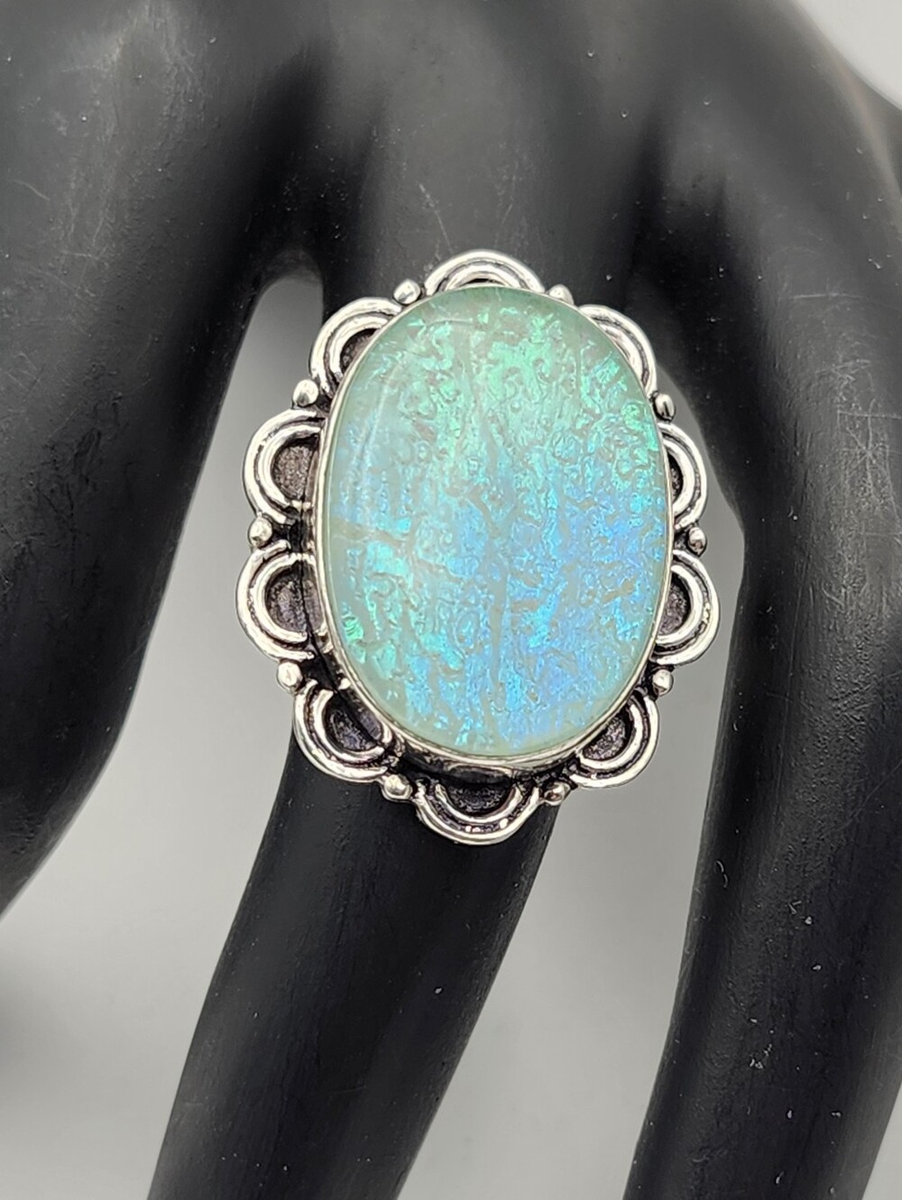925 Silver Semi-precious Stone Ring, Size 7